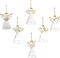 4E's Novelty Glass Angel Ornaments 24-Pack – Clear 2.5" Mini Spun Glass Christmas Décor